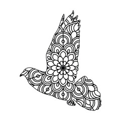 Obraz premium Intricate Mandala Dove Design Adult Coloring Page, Zentangle Bird Illustration