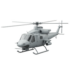 Army helicopter mockup with rotating blade and tactical missile pod in full combat-ready design isolated on transparent background, png file