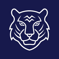 Outlined Tiger Logo on Midnight Blue Background