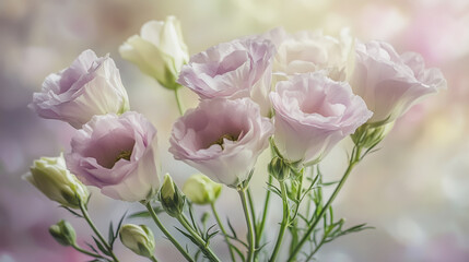 Elegant wedding invitation card background vector. Minimal hand painted Lisianthus botanical flowers texture template background. Design for wedding, vip cover, poster, rsvp moderncard.Valentine's Day