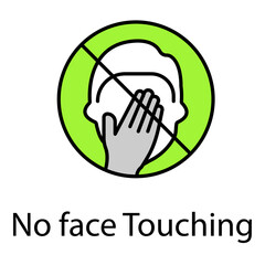 No Face Touching Vector Icon for Hygiene