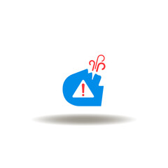 Vector illustration of human head sleeping, breathing, snoring with attention sign. Symbol of sleep apnea.