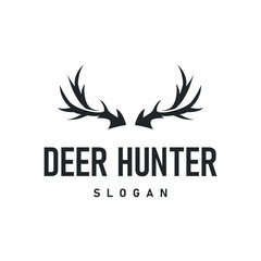 deer logo silhouette concept with majestic and luxurious deer animal and antlers black silhouette of forest animal, nature design template illustration