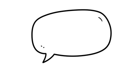 Naklejka premium A simple black and white drawing of a speech bubble with a tail and two small dots on the left side