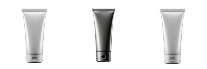 Cosmetic tube packaging mockup with realistic reflection for lotion cream skincare gel balm product branding display isolated on transparent background, png file