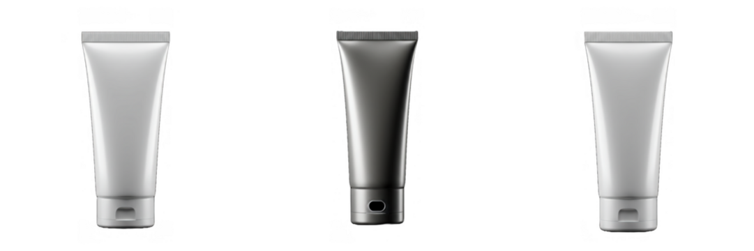 Cosmetic tube packaging mockup with realistic reflection for lotion cream skincare gel balm product branding display isolated on transparent background, png file