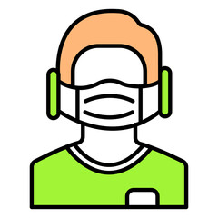 Male Character Wearing Protective Face Mask Icon