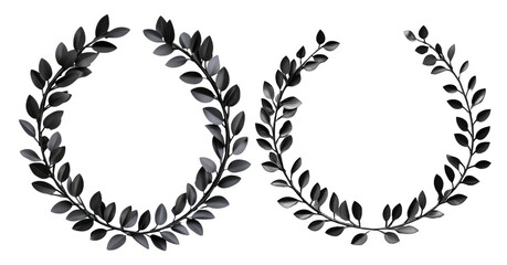 Laurel wreath crown botanical branch victory award symbol achievement emblem triumph plant leaf decorative honor isolated on transparent background, png file