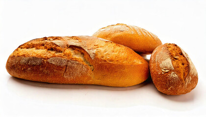 Various breads on a white background