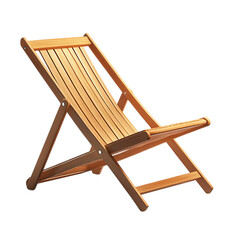 Minimalist Foldable Wooden Beach Chair with a Compartment Isolated on Transparent Background