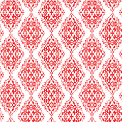 Intricate Red Diamond Pattern Ornate Floral Geometric Design