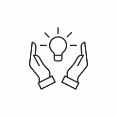 hands holding bulb protecting idea icon sign vector