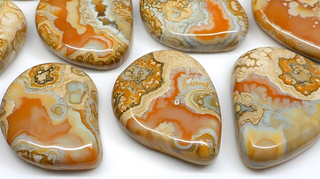 Stunning Orange and Beige Fire Agate Polished Stones Collection