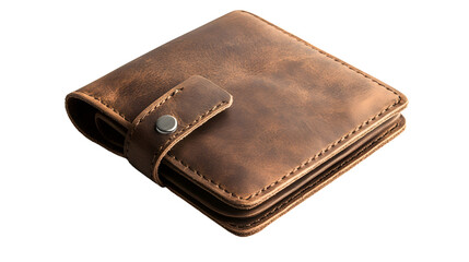 Vintage Brown Leather Wallet with Snap Button Closure