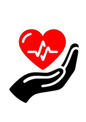 a black silhouette vector icon of a heart in hand