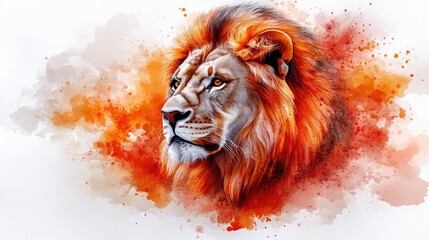 Majestic lion portrait, vibrant colors, artistic style