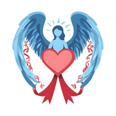 World Parkinson Day Ribbon Heart Wide Angel Centered for Awareness Campaigns