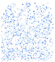 Falling Blue Confetti Vector Graphic. White Background. Soft Layout Design. Simple Abstract Bright Graphic. Confetti of Octagonal Shape Isolated on White. Simple Party Artwork.