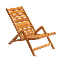 Elegant Fold Away Wooden Beach Chair with a Refined Design Isolated on Transparent Background