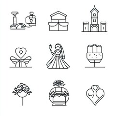 Naklejka premium Wedding Venue Icons