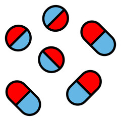 Pills Vector Icon For Prescription Medication And Health