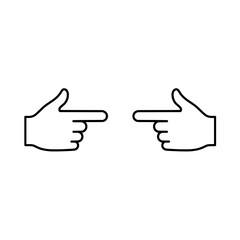 Vector icon illustration of two hands with index fingers pointing in opposite directions. Ideal for conveying the concept of choice, comparison, direction, or emphasis on two different things.