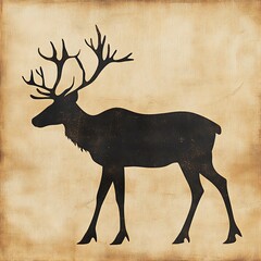 Silhouette of a reindeer on a textured backdrop.