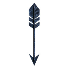Contemporary Arrow with Precise Geometric Lines in Black and White Pattern Isolated on Transparent Background