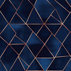 Deep navy blue and rose gold geometric pattern