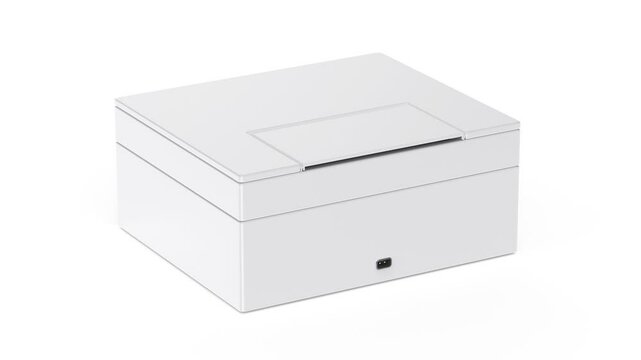 Modern all-in-one inkjet color printer on white background
