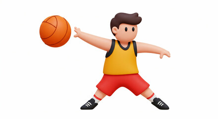 3D basketball player releasing ball