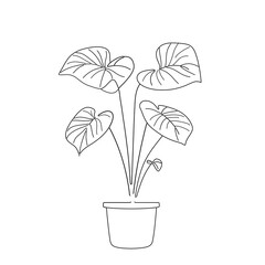 plant in a pot, minimalist flat vector, outline, clean white background, no texture, simple shapes