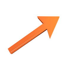 Modern Arrow with Clean Sharp Angles in Blazing Orange Isolated on Transparent Background