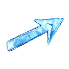 Modern Schematic Arrow in Icy Blue Isolated on Transparent Background