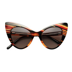 Sleek Cat Eye Sunglasses with Dynamic Stripes and M Isolated on Transparent Background