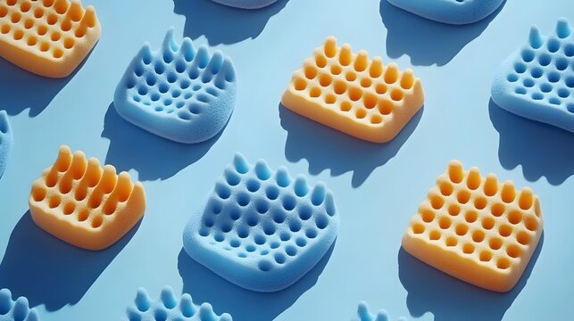 Abstract Blue and Orange Memory Foam Pads Background