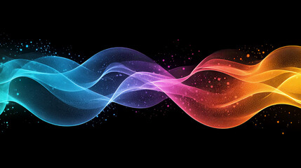 Obraz premium Abstract rainbow waves on a black background