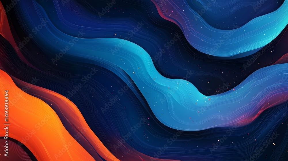 Poster abstract flowing colorful waves background with vibrant gradients