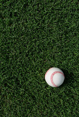 Classic American baseball on green grass