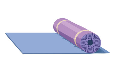 tightly rolled light purple yoga mat for exercise