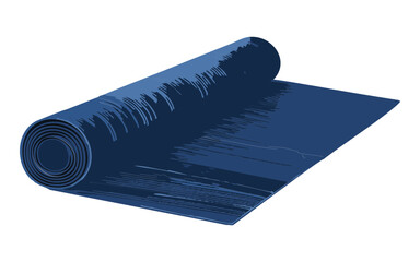 unrolled dark blue yoga mat for floor exercises