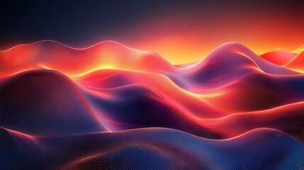 Fototapeta premium Abstract landscape of vibrant, glowing hills (3)