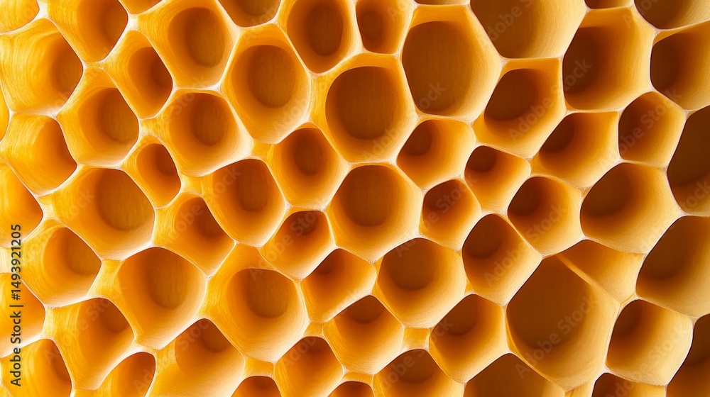 Poster close-up of honeycomb structure reveals intricate hexagonal cells pattern