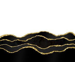 Black & Gold Glitter Marble Agate Transparent PNG Illustration Vector Image