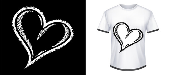 An asymmetrical black heart with thick ink lines. Raw, expressive, and emotional.