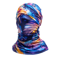 Sport Inspired Cooling Wrap with a Breathable Moist Abstract Multi-Colored Neck Gaiter Isolated on Transparent Background