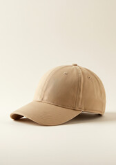 Fototapeta premium Neutral beige baseball cap on a light background for casual wear 