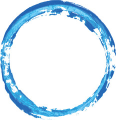 Round imprint of blue watercolor paint on isolated background