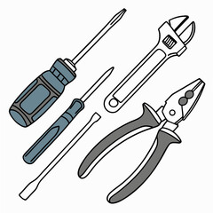Professional tools set isolated cutout illustration transparent background