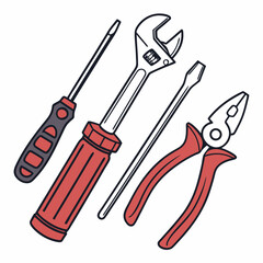 Professional tool kit illustration isolated on white background